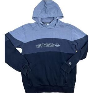 Adidas Originals Colorblock Hoodie Blue Gray Trefoil Logo Pullover Size M